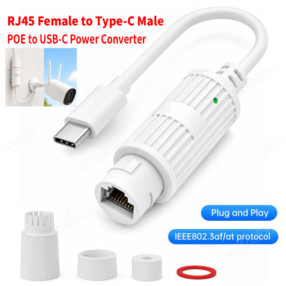 Outdoor Power Adapter Usb - محول طاقة POE إلى USB-C، محول