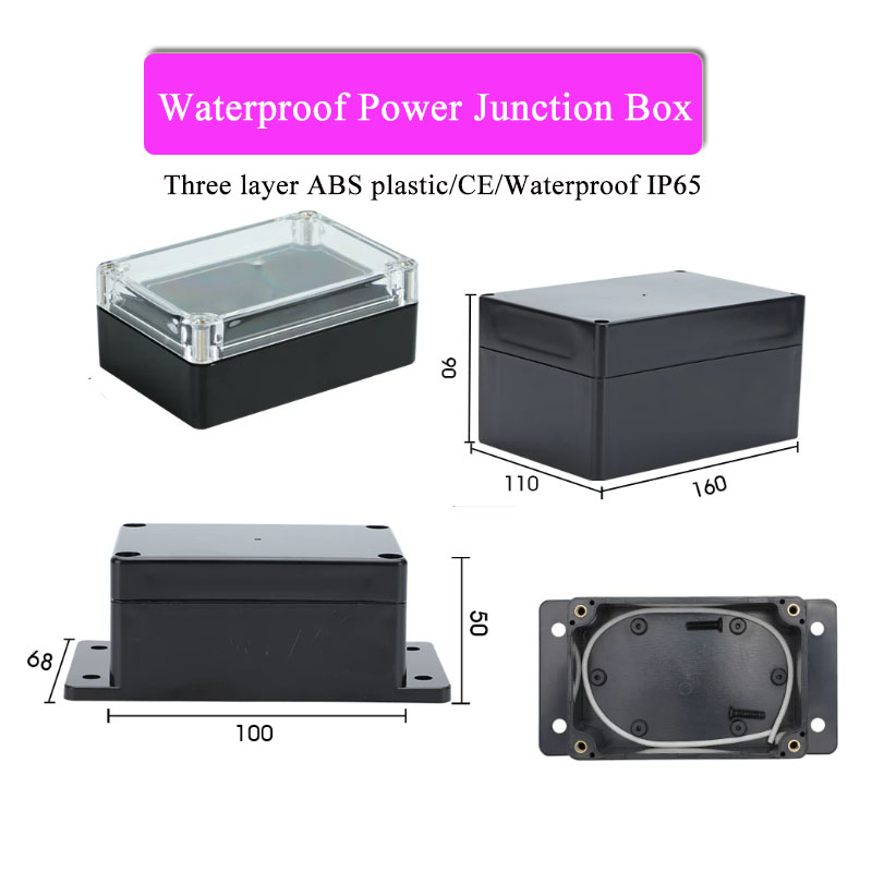 Outdoor Power Junction Box - صندوق توصيل بلاستيكي أسود ثلاثي الطبقات