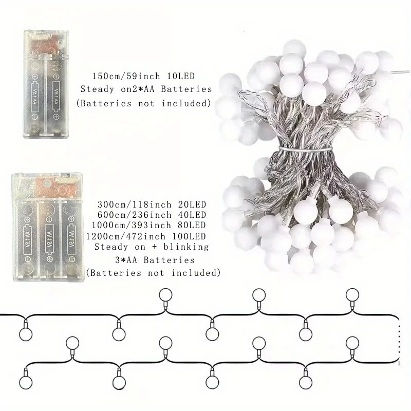 أضواء سلسلة كروية تعمل بالطاقة - مراجعة Outdoor Power For Christmas Lights وسعره