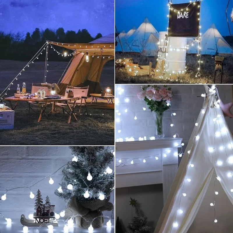 أضواء سلسلة كروية تعمل بالطاقة - مراجعة Outdoor Power For Christmas Lights وسعره