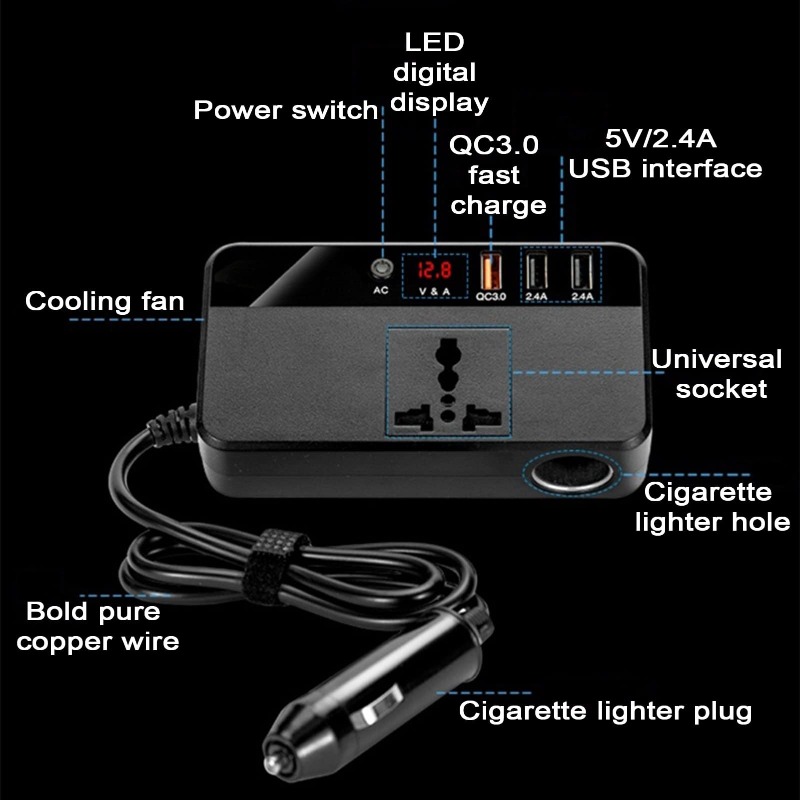 محول طاقة محمول للسيارة بقوة 2 - مراجعة Outdoor Power Adapter Usb وسعره
