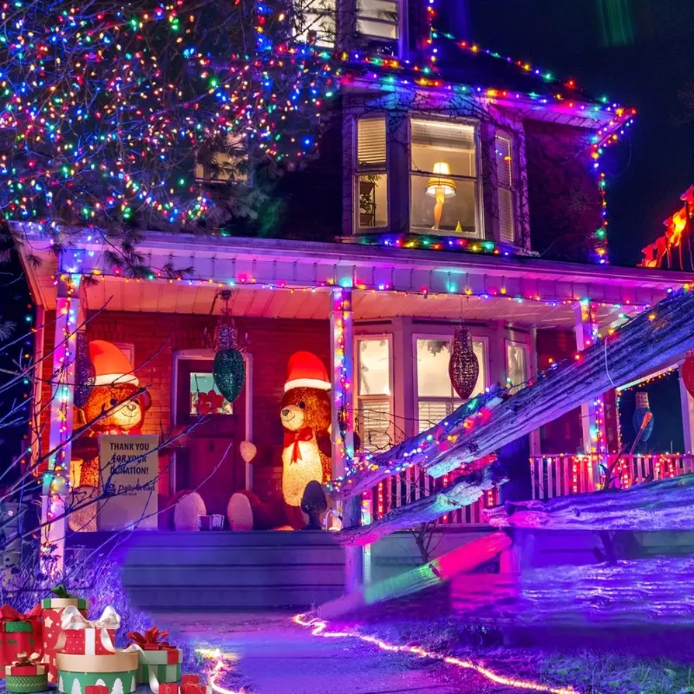 سلسلة أضواء خارجية تعمل بالطاق - مراجعة Outdoor Power For Christmas Lights وسعره